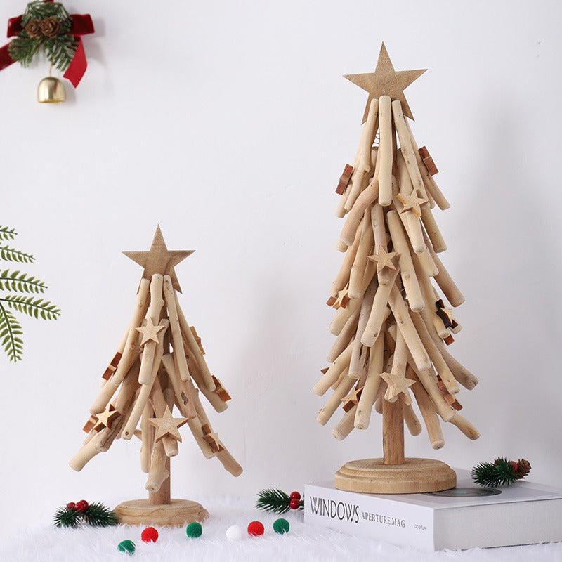 Handmade, Log Ornaments Home Tabletop Christmas Tree HongmingShop
