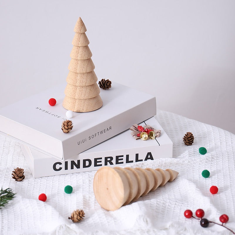 Handmade, Wooden Christmas Tree Tabletop Ornament Creative Decoration Living Room Holiday Gifts Small Household Ornaments HongmingShop