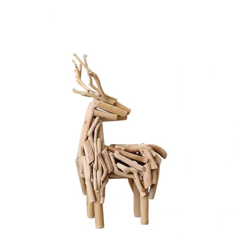 Handmade, log art deer ornament desk decoration creative TV cabinet living room desktop high-end home furnishings HongmingShop