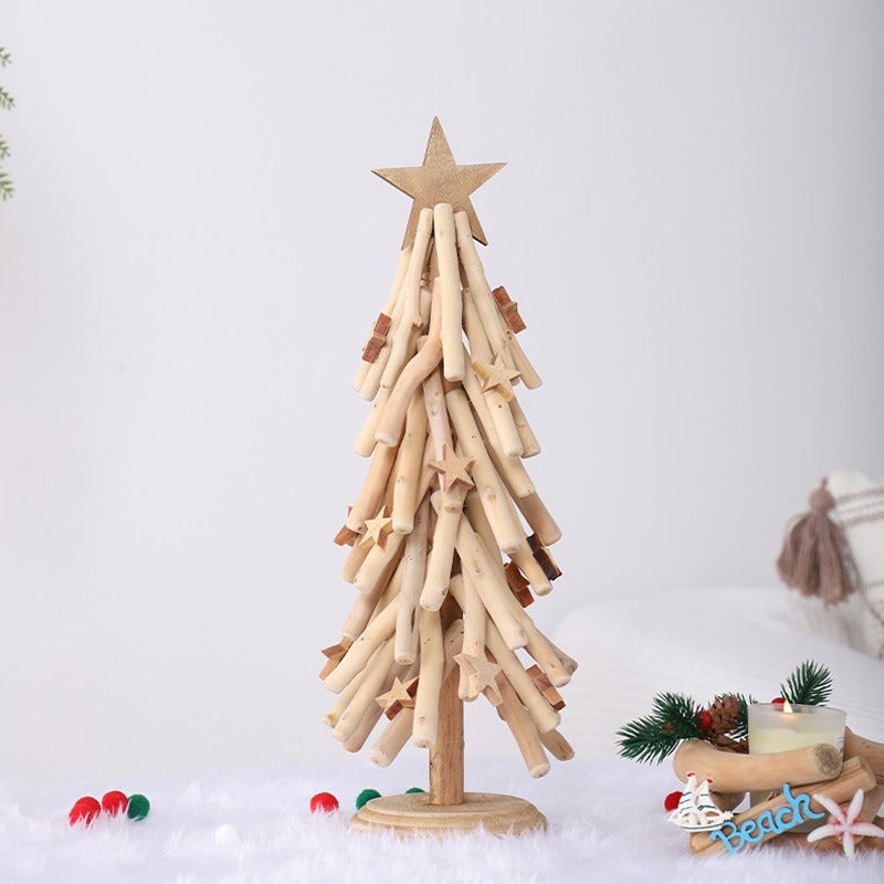 Handmade, Log Ornaments Home Tabletop Christmas Tree HongmingShop