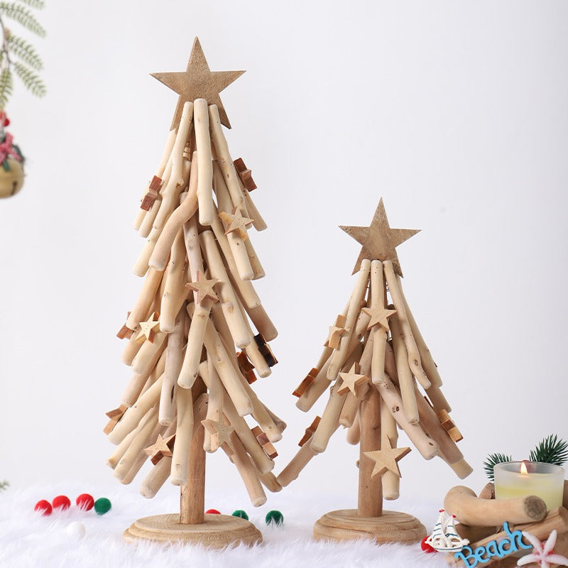 Handmade, Log Ornaments Home Tabletop Christmas Tree HongmingShop