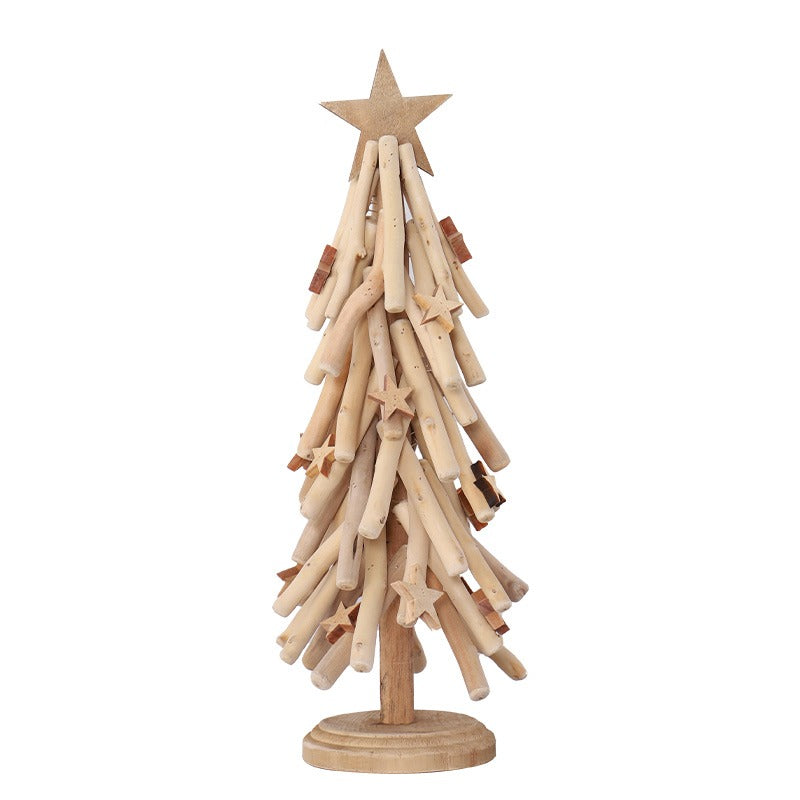 Handmade, Log Ornaments Home Tabletop Christmas Tree HongmingShop
