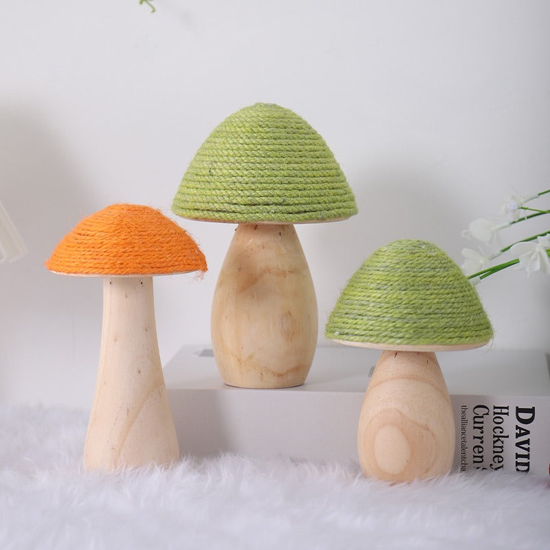 Handmade, wooden hemp rope creative small mushroom cute ornament desktop decoration home HongmingShop