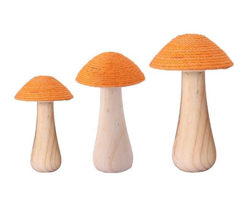 Handmade, wooden hemp rope creative small mushroom cute ornament desktop decoration home HongmingShop
