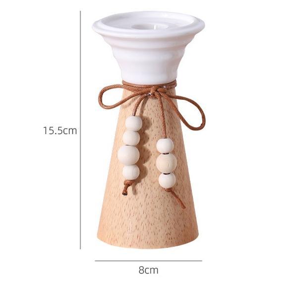 Handmade, Simple Wood Ceramic Candle Holder Dining Table Atmosphere Ornament Scented Candle Bedroom Tabletop Premium Decoration Table HongmingShop