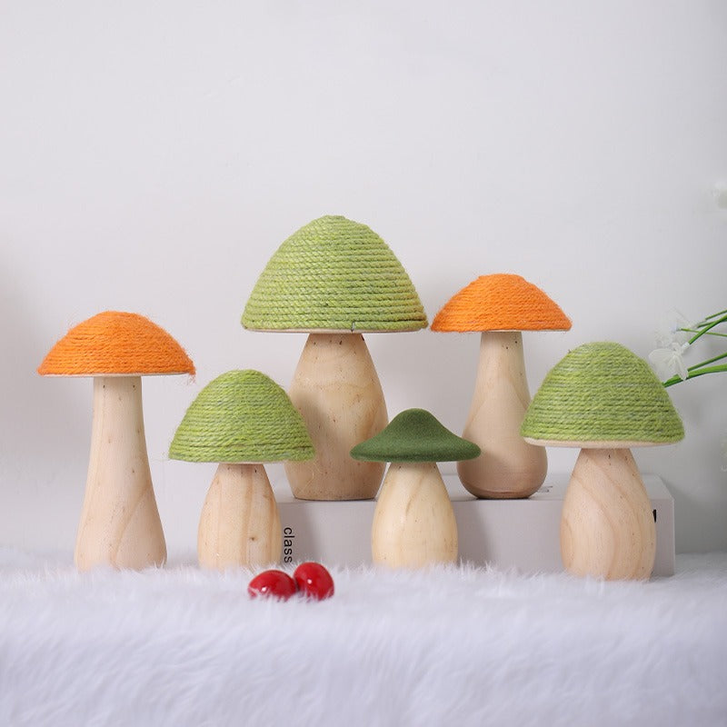 Handmade, wooden hemp rope creative small mushroom cute ornament desktop decoration home HongmingShop