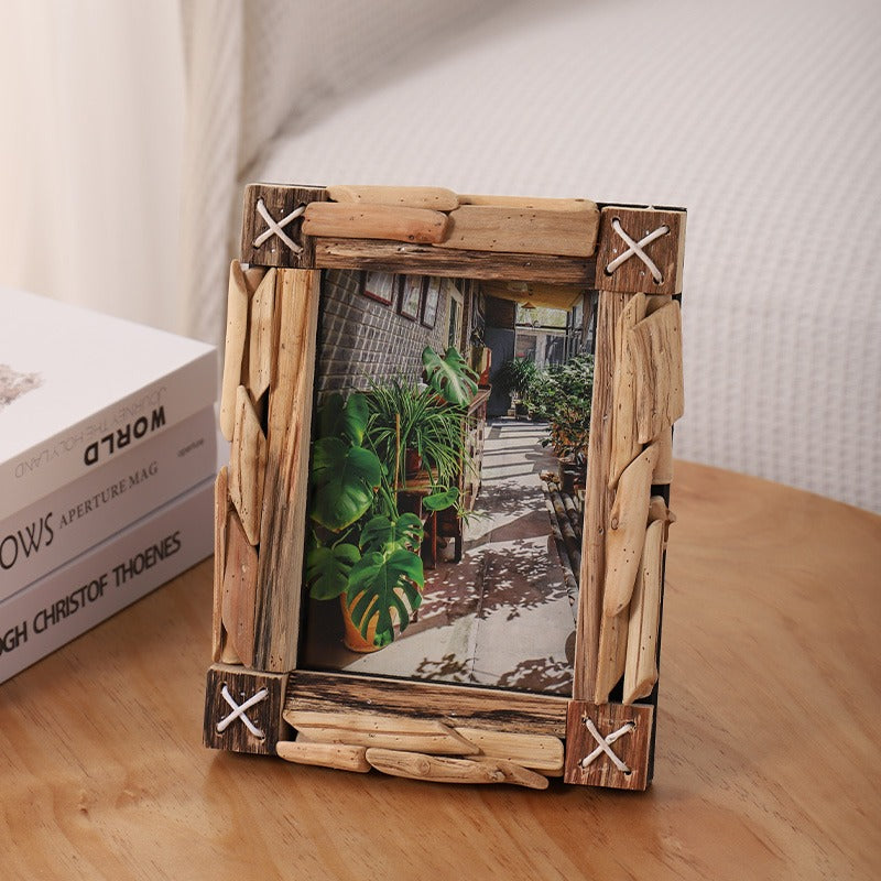 Handmade, creative solid wood photo frame table 7 inch picture frame ornament living room wine cabinet TV cabinet photo frame decoration home furnishings HongmingShop