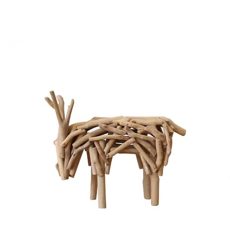 Handmade, log art deer ornament desk decoration creative TV cabinet living room desktop high-end home furnishings HongmingShop