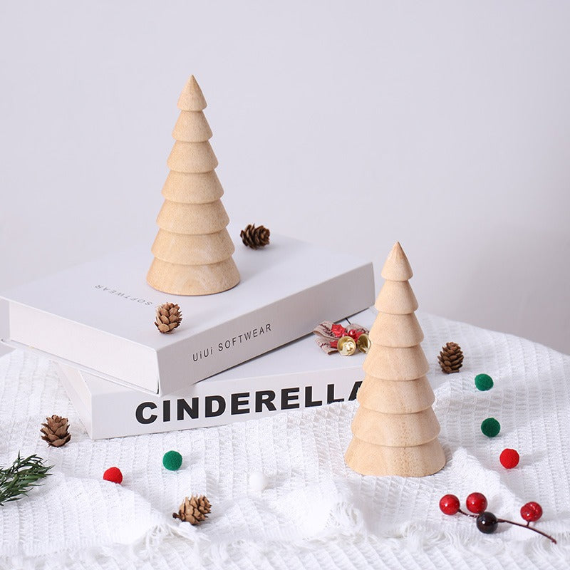 Handmade, Wooden Christmas Tree Tabletop Ornament Creative Decoration Living Room Holiday Gifts Small Household Ornaments HongmingShop