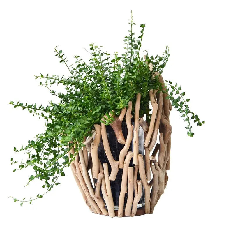 Handmade, Wooden Vase Ornament Living Room Flower Arrangement Decoration Home High-end Dining Tabletop Decoration Green Plants Floral Art HongmingShop