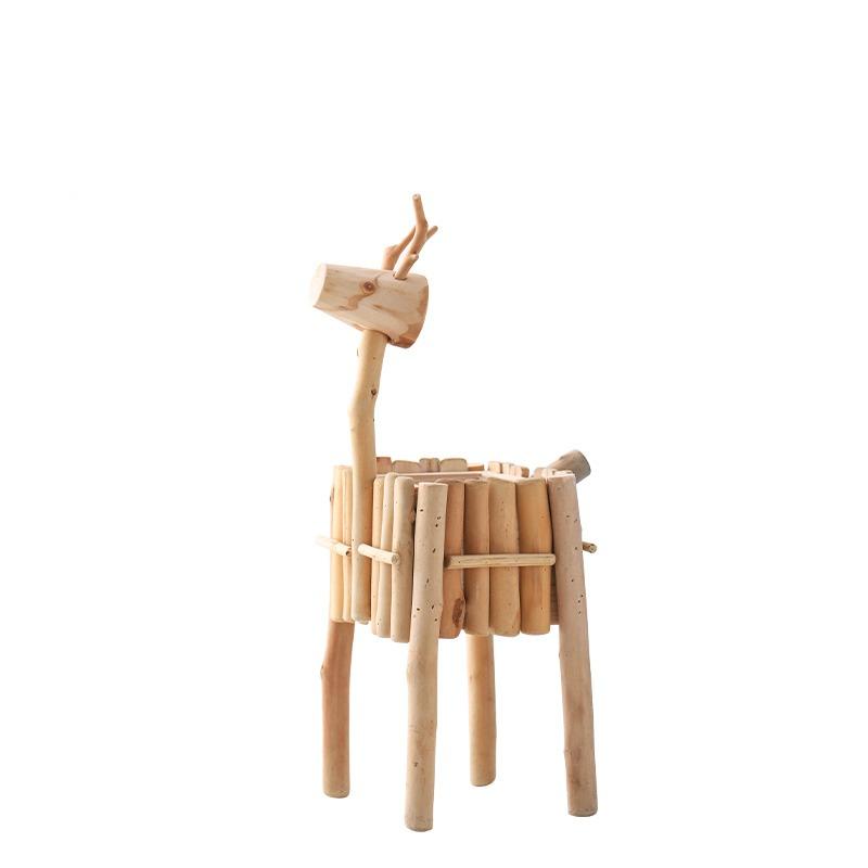 Handmade, Log Deer Flower Pot Ornament Garden Garden Ornament Landscape Flower Ware HongmingShop