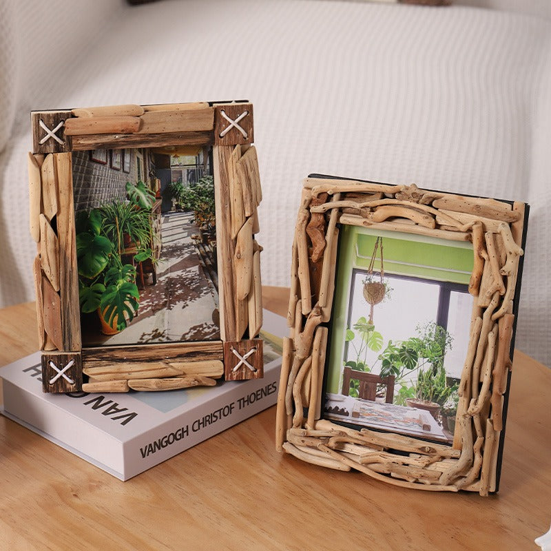 Handmade, creative solid wood photo frame table 7 inch picture frame ornament living room wine cabinet TV cabinet photo frame decoration home furnishings HongmingShop