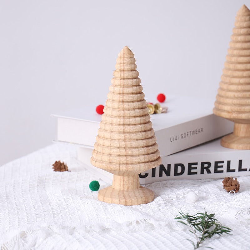Handmade, Wooden Christmas Tree Ornament Tabletop Small Home Decoration Atmosphere HongmingShop
