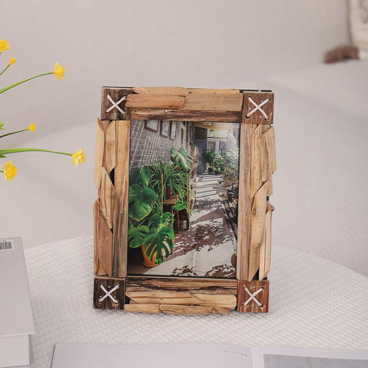 Handmade, creative solid wood photo frame table 7 inch picture frame ornament living room wine cabinet TV cabinet photo frame decoration home furnishings HongmingShop