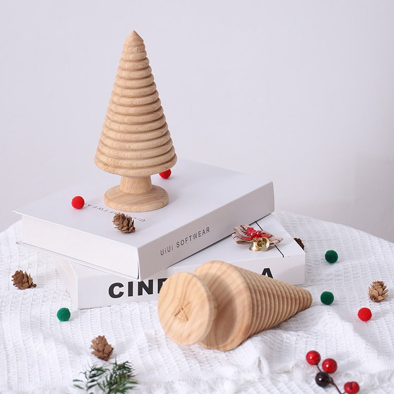 Handmade, Wooden Christmas Tree Ornament Tabletop Small Home Decoration Atmosphere HongmingShop