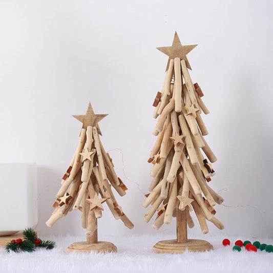 Handmade, Log Ornaments Home Tabletop Christmas Tree HongmingShop