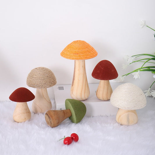 Handmade, wooden hemp rope creative small mushroom cute ornament desktop decoration home HongmingShop