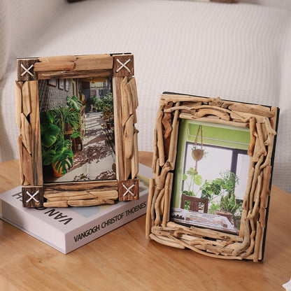 Handmade, creative solid wood photo frame table 7 inch picture frame ornament living room wine cabinet TV cabinet photo frame decoration home furnishings HongmingShop