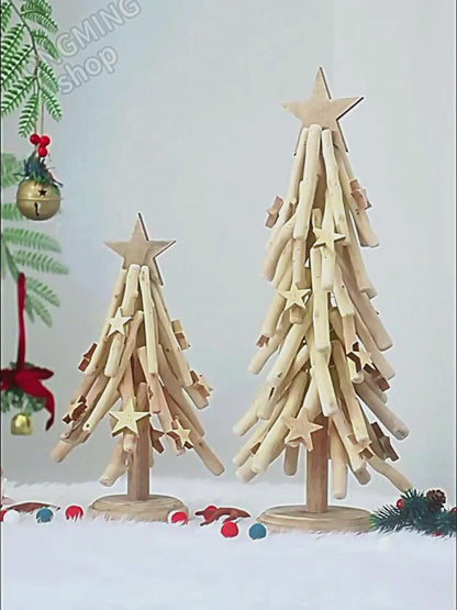 Handmade, Log Ornaments Home Tabletop Christmas Tree