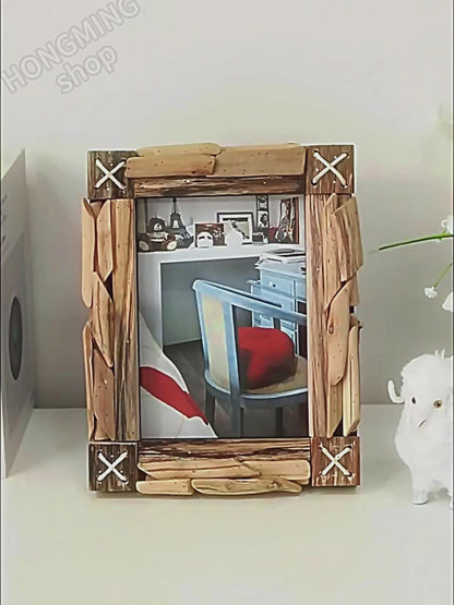 Handmade, creative solid wood photo frame table 7 inch picture frame ornament living room wine cabinet TV cabinet photo frame decoration home furnishings